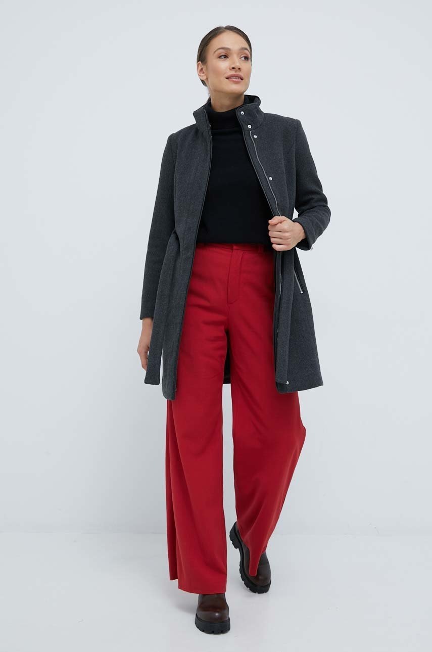 

Пальто з домішкою вовни Vero Moda колір сірий перехідний