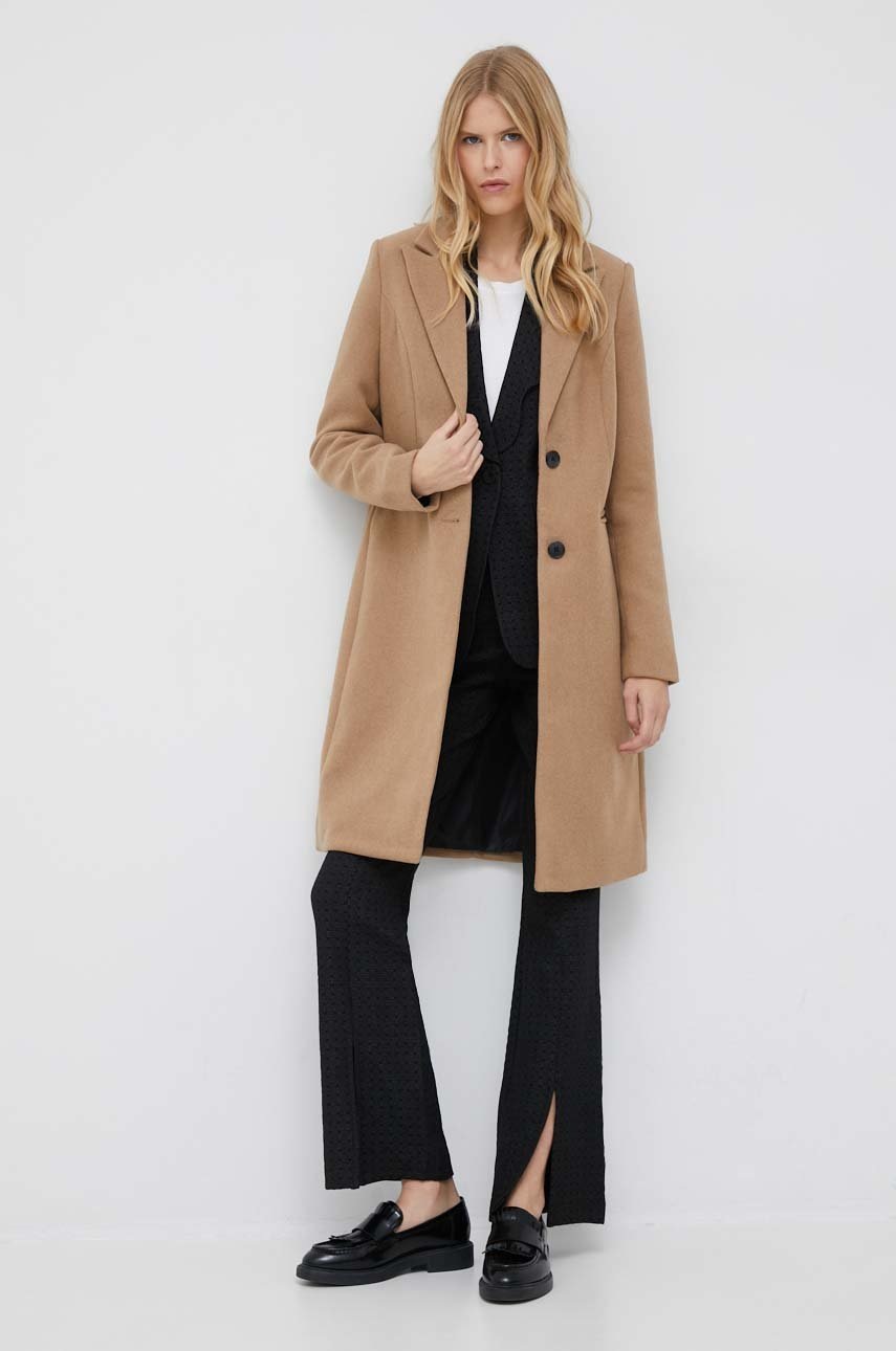 

Пальто с примесью шерсти Vero Moda цвет бежевый переходной