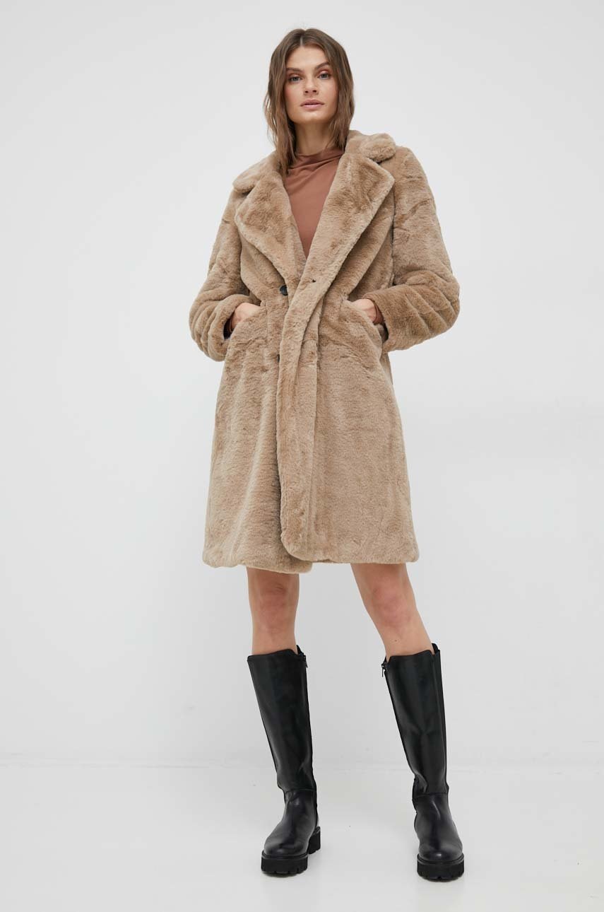 

Пальто Vero Moda женский цвет бежевый переходной oversize