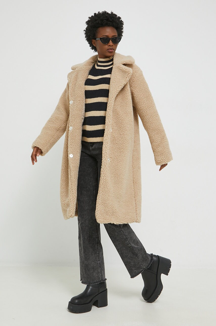

Пальто JDY жіночий колір бежевий перехідний oversize