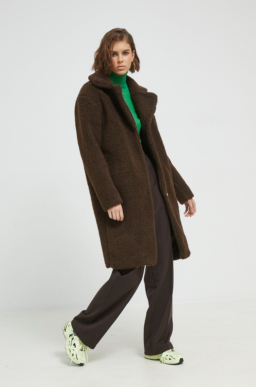 JDY palton femei, culoarea maro, de tranzitie answear imagine noua