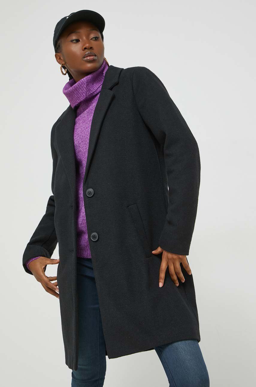 Kabát JDY dámský, černá barva, přechodný - černá -  100% Polyester