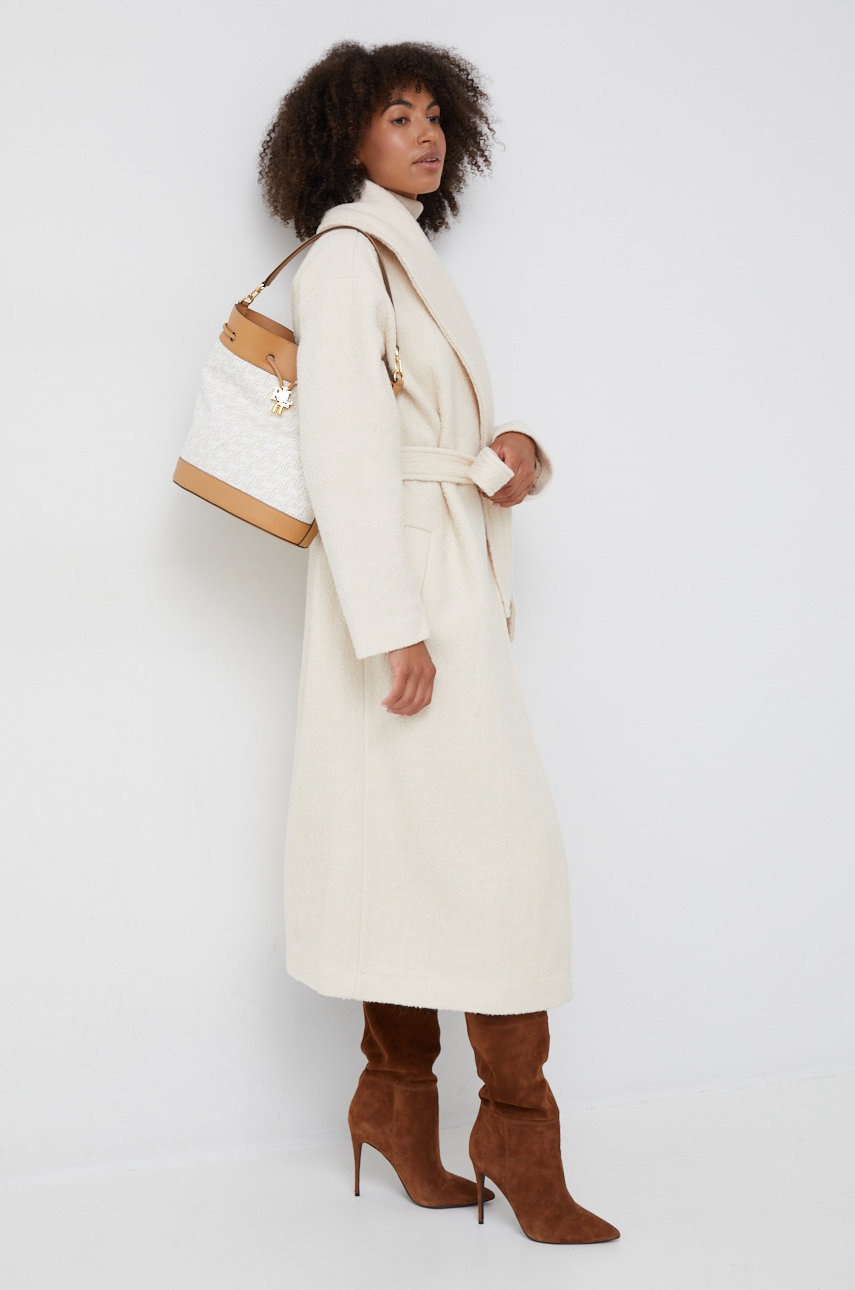 

Пальто з домішкою вовни Selected Femme колір бежевий перехідний oversize