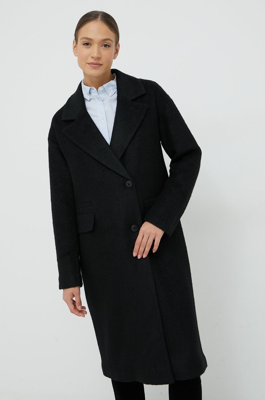 

Пальто з домішкою вовни Vero Moda колір чорний перехідний oversize