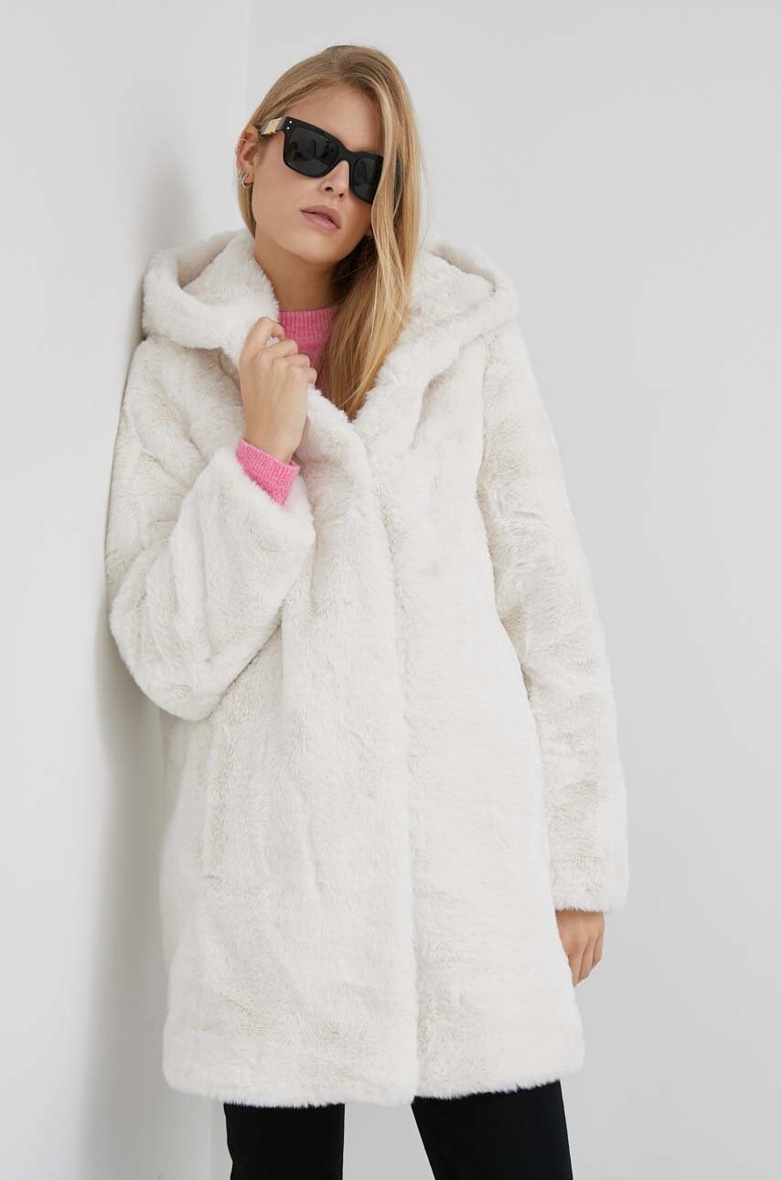 Dkny palton femei, culoarea bej, de tranzitie