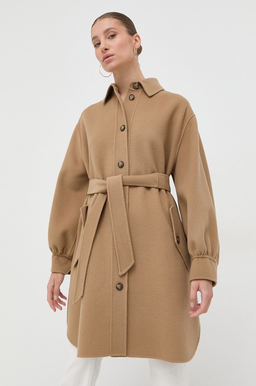Weekend Max Mara palton de lana culoarea maro, de tranzitie answear imagine noua