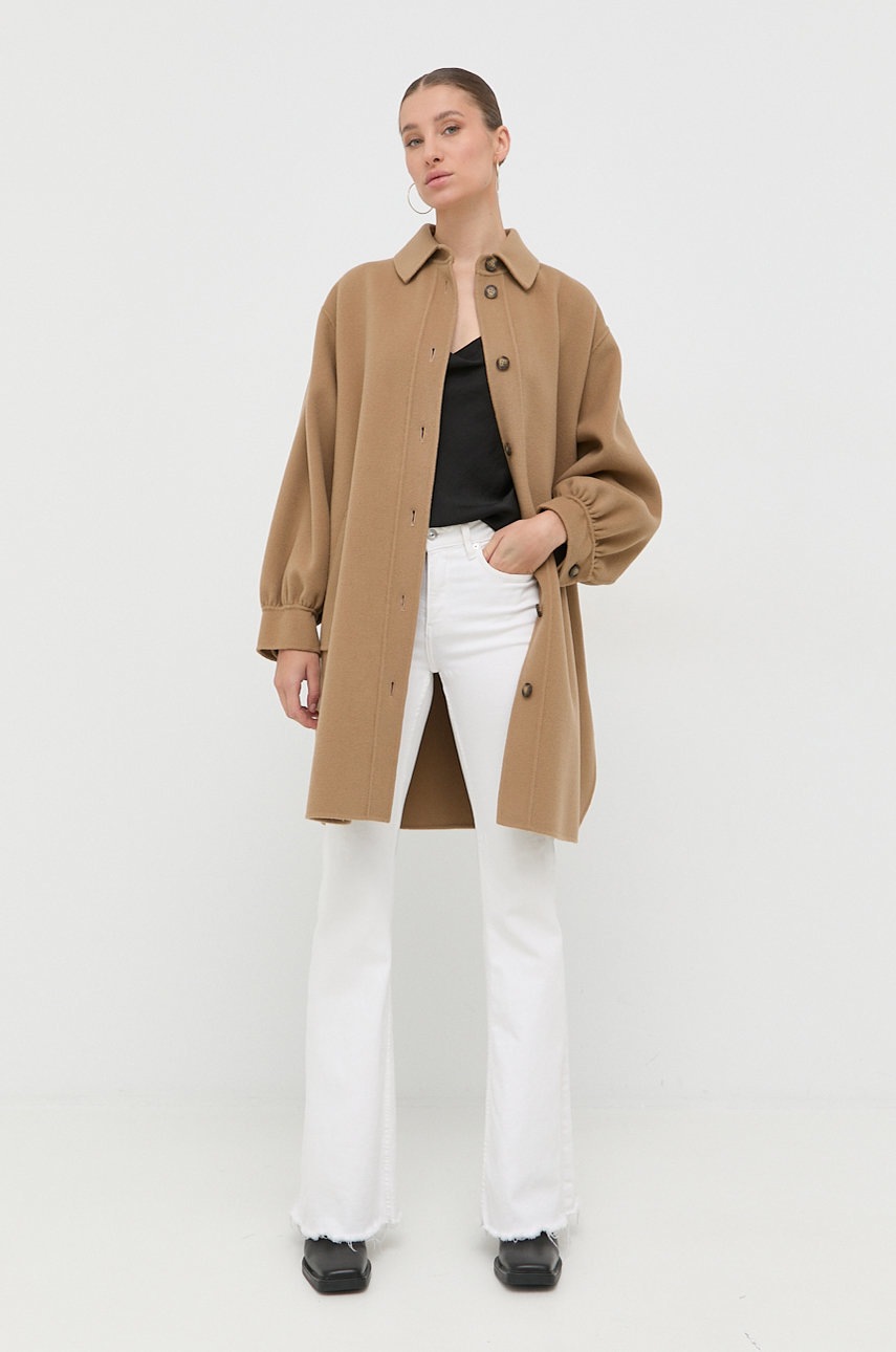 

Шерстяное пальто Weekend Max Mara цвет коричневый переходной
