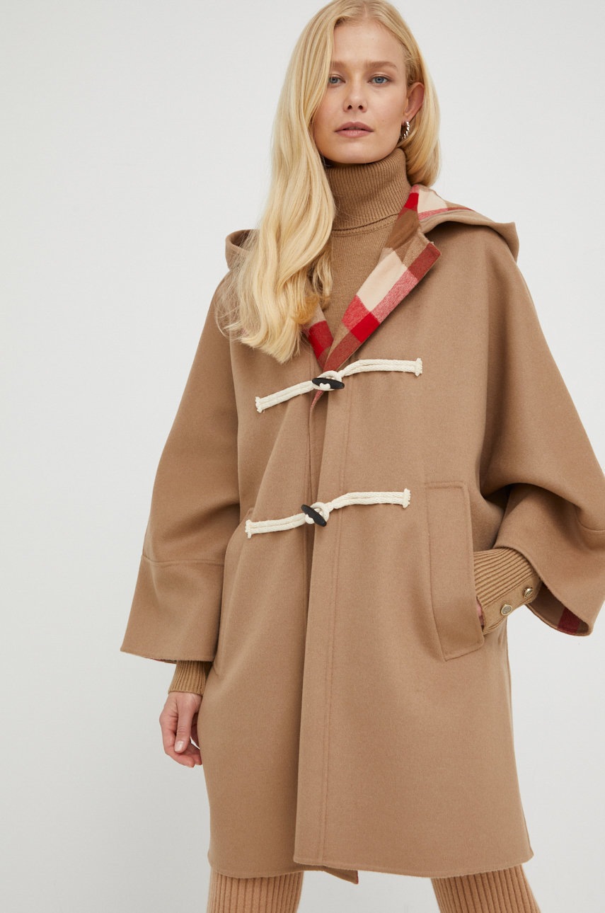 

Шерстяное пальто Weekend Max Mara цвет коричневый переходной oversize