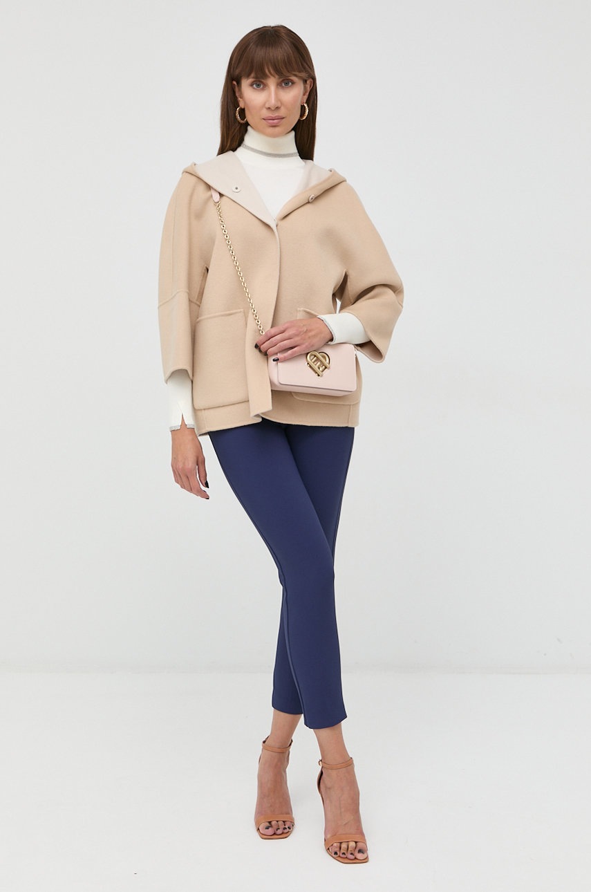 

Двустороннее шерстяное пальто Weekend Max Mara цвет бежевый переходной oversize