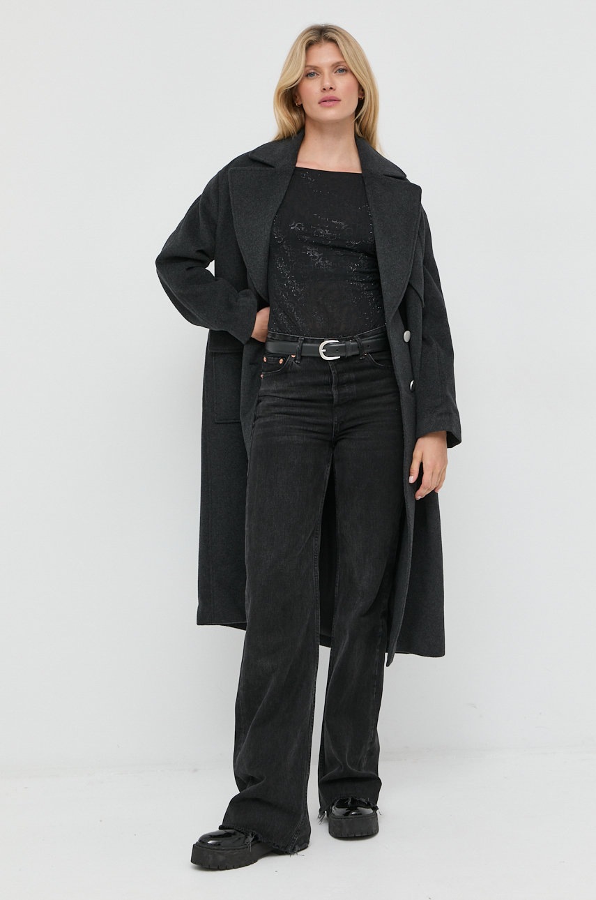 

Вовняне пальто Armani Exchange колір сірий перехідний oversize