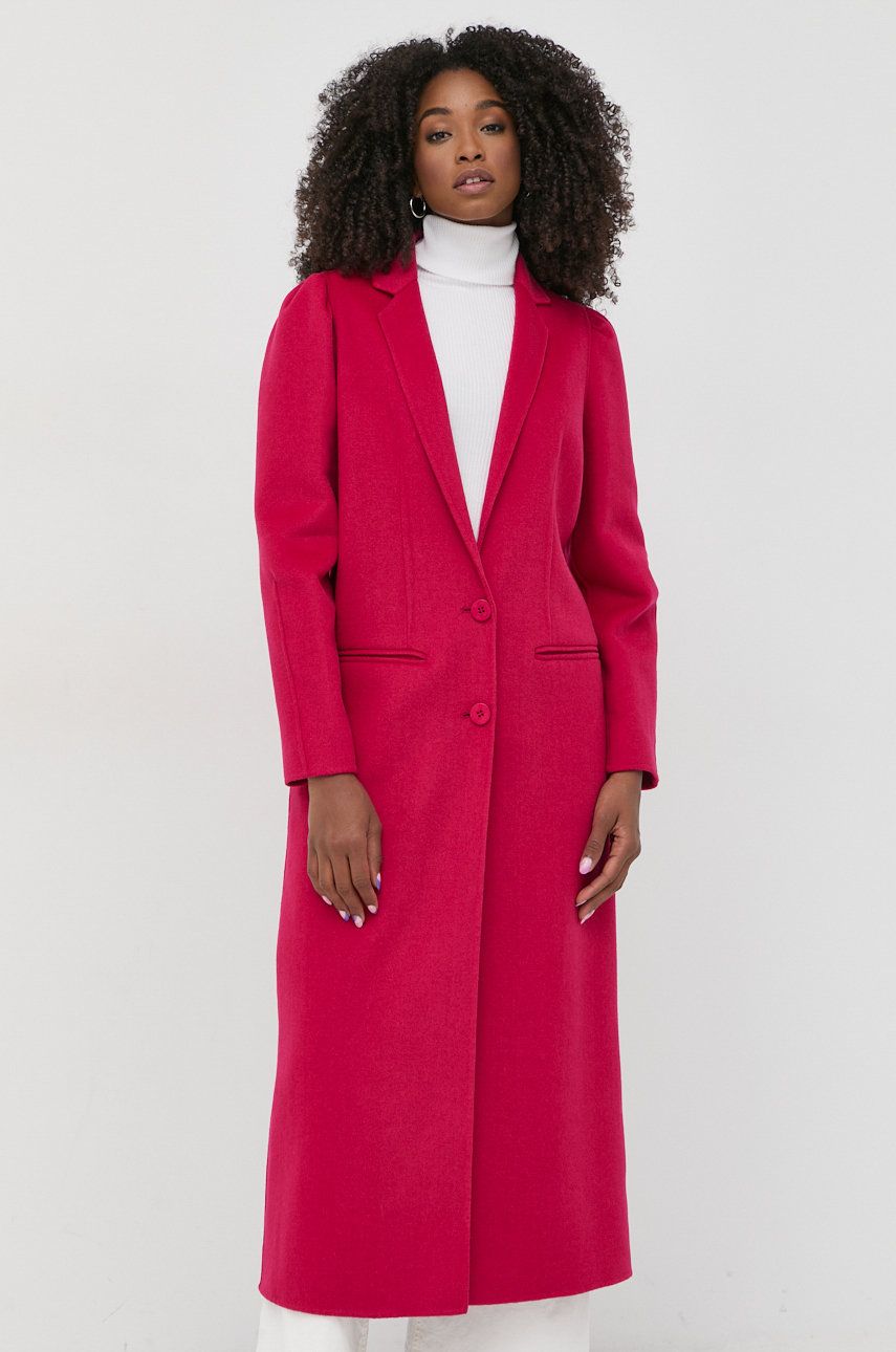 Twinset płaszcz wełniany kolor czerwony przejściowy