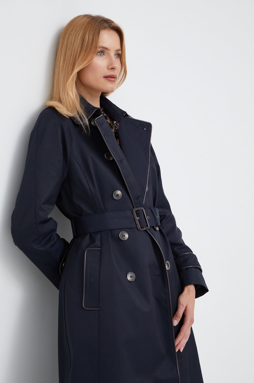 

Тренч Lauren Ralph Lauren женский цвет синий переходной двубортный