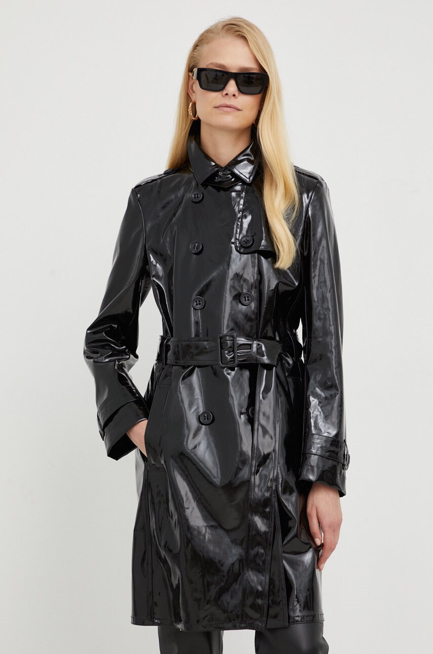 

Тренч Red Valentino женский цвет чёрный переходной двубортный