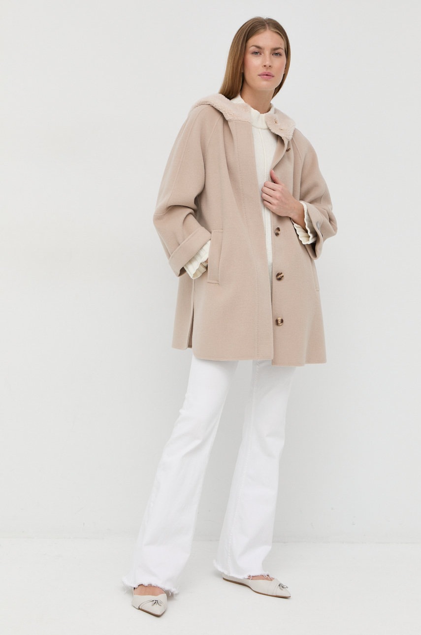 

Шерстяное пальто Marella цвет бежевый переходной oversize