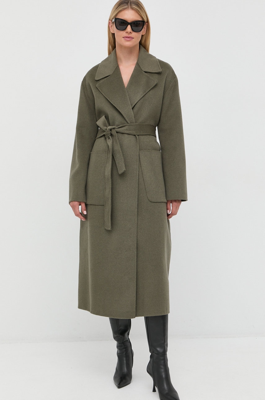 Michael michael kors palton de lana culoarea verde, de tranzitie, desfacut