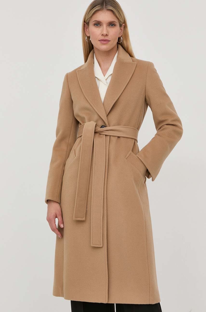 Max&co. palton de lana culoarea maro, de tranzitie