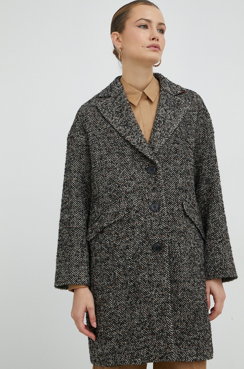 Max&co. palton din lana baia culoarea negru, de tranzitie, oversize