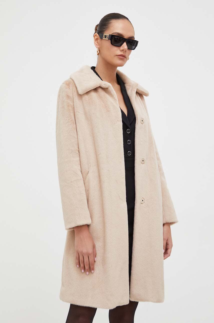 Kabát Guess dámský, béžová barva, přechodný - béžová - Podšívka: 100 % Polyester Kožešina: 100 