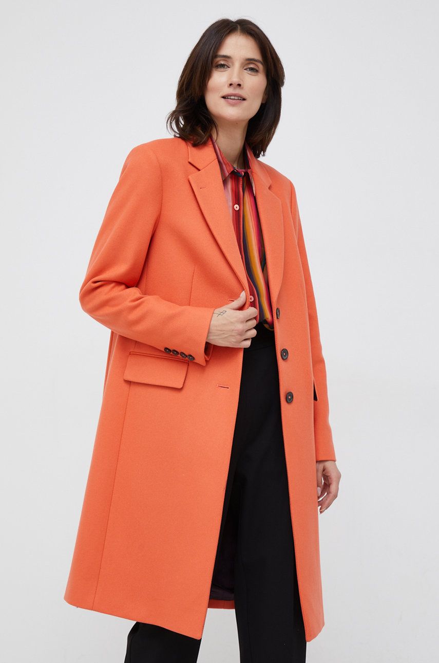 PS Paul Smith palton de lana culoarea portocaliu, de tranzitie answear.ro imagine megaplaza.ro