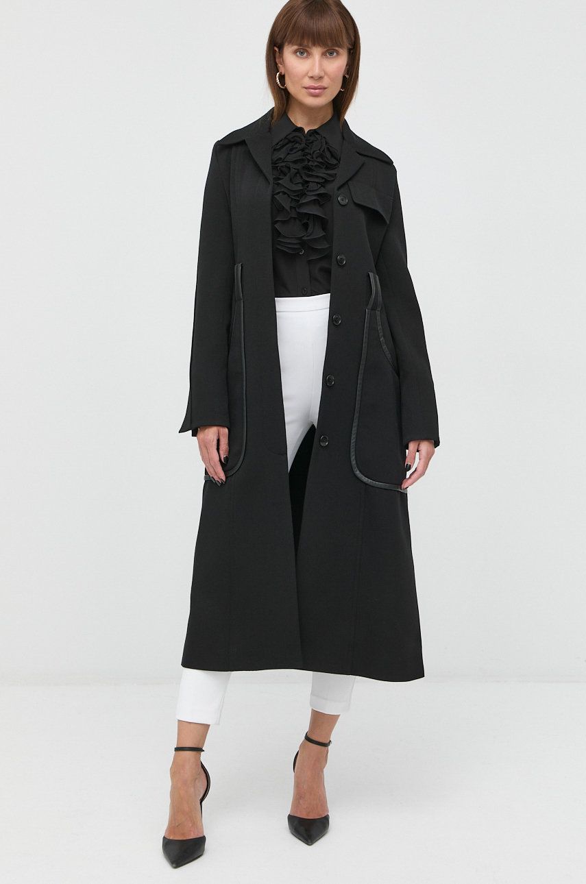 Victoria Beckham palton de lana culoarea negru, de tranzitie answear.ro imagine megaplaza.ro