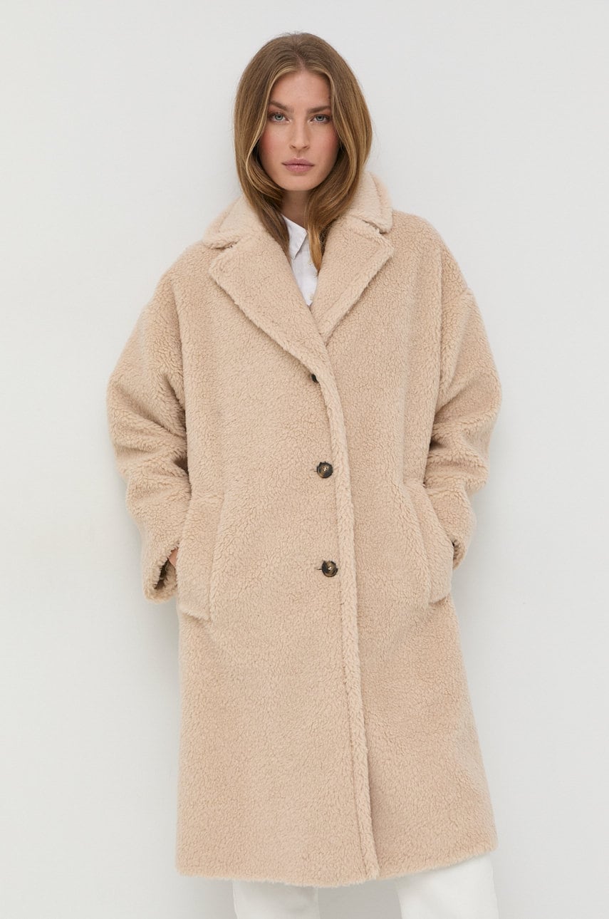 Weekend max mara palton de lana culoarea bej, de tranzitie