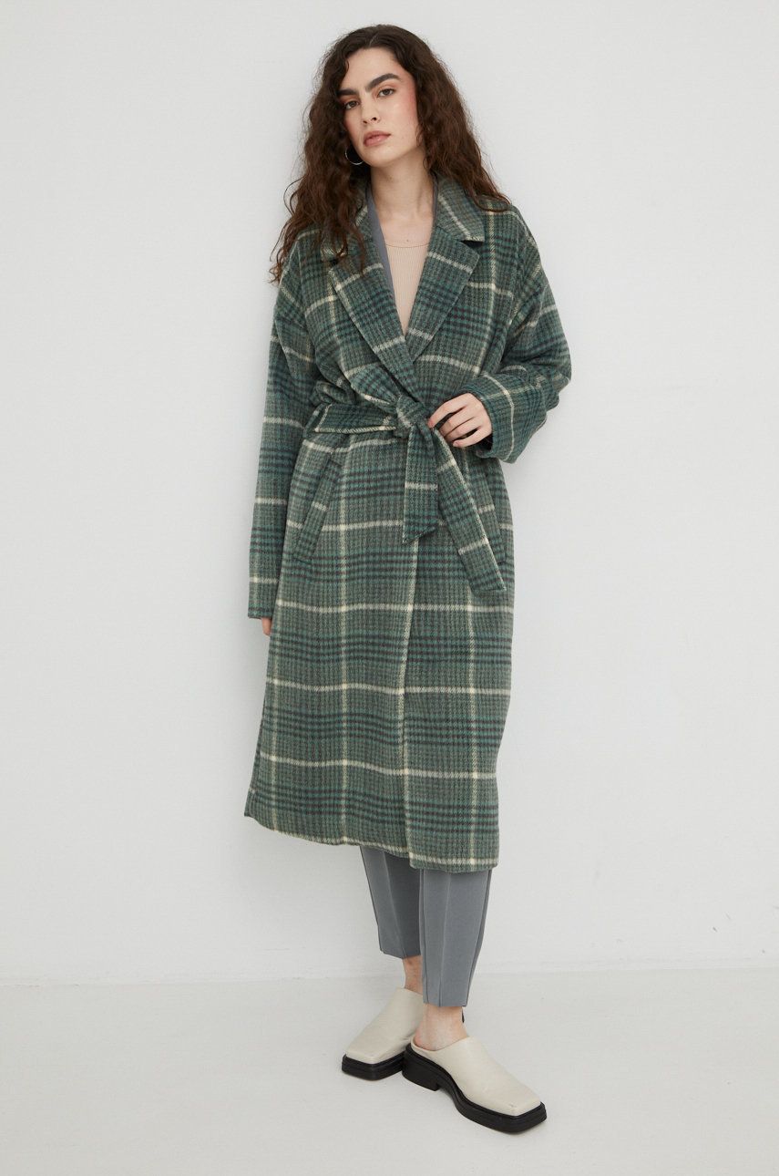 Bruuns Bazaar palton femei, culoarea verde, de tranzitie, oversize answear.ro