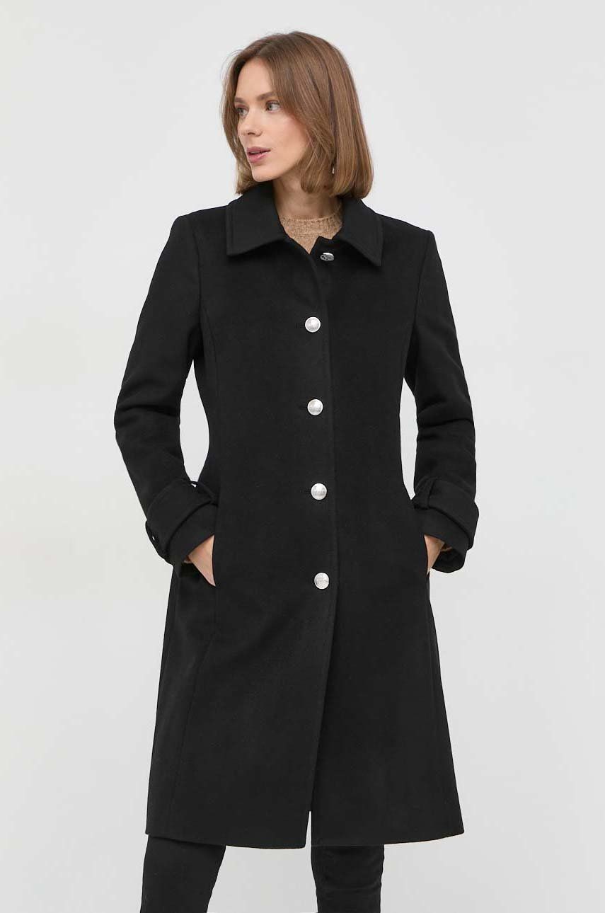 BOSS palton de lana culoarea negru, de tranzitie answear.ro answear.ro