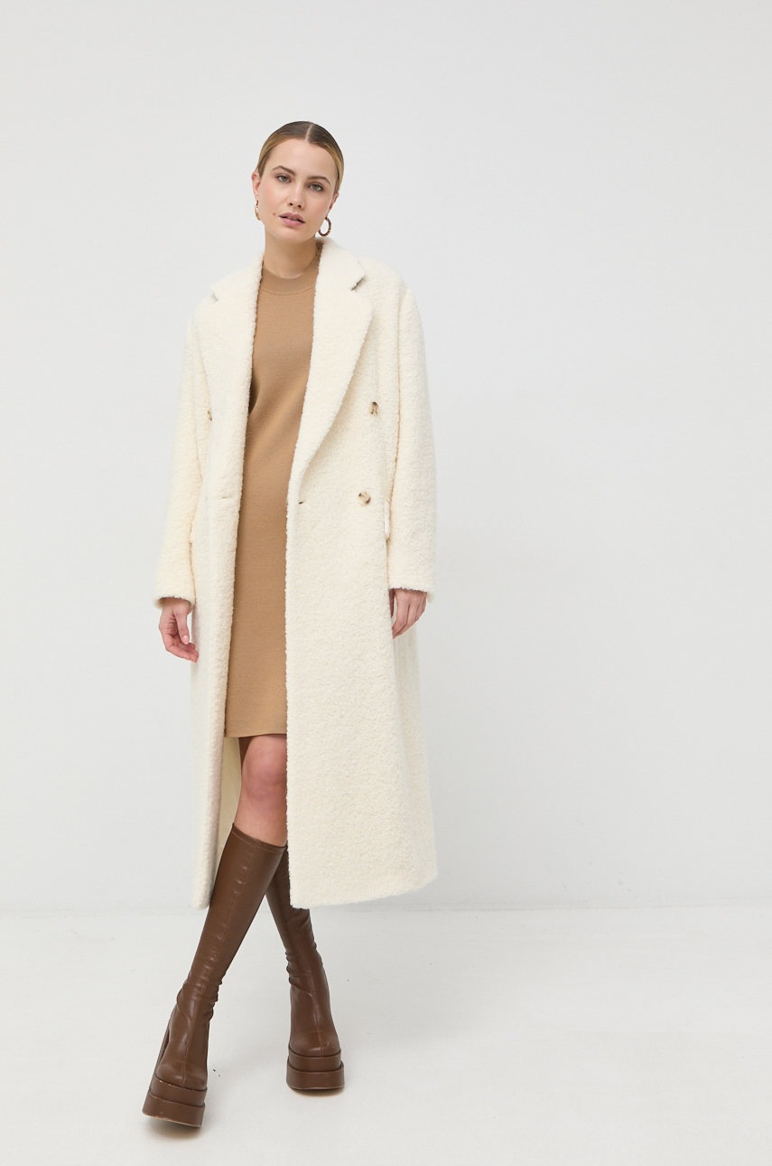 

Шерстяное пальто BOSS цвет белый переходной oversize