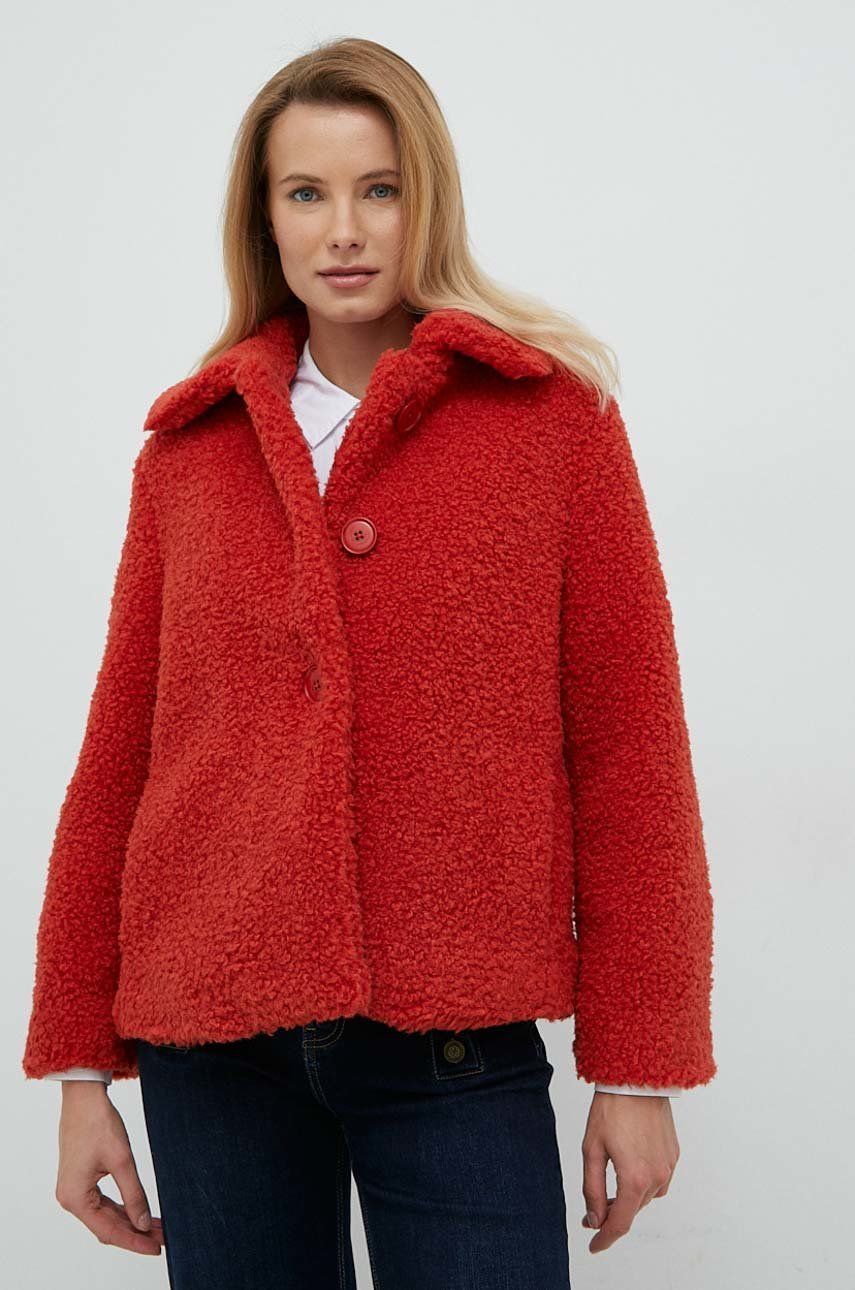 Sisley kurtka damska kolor czerwony przejściowa
