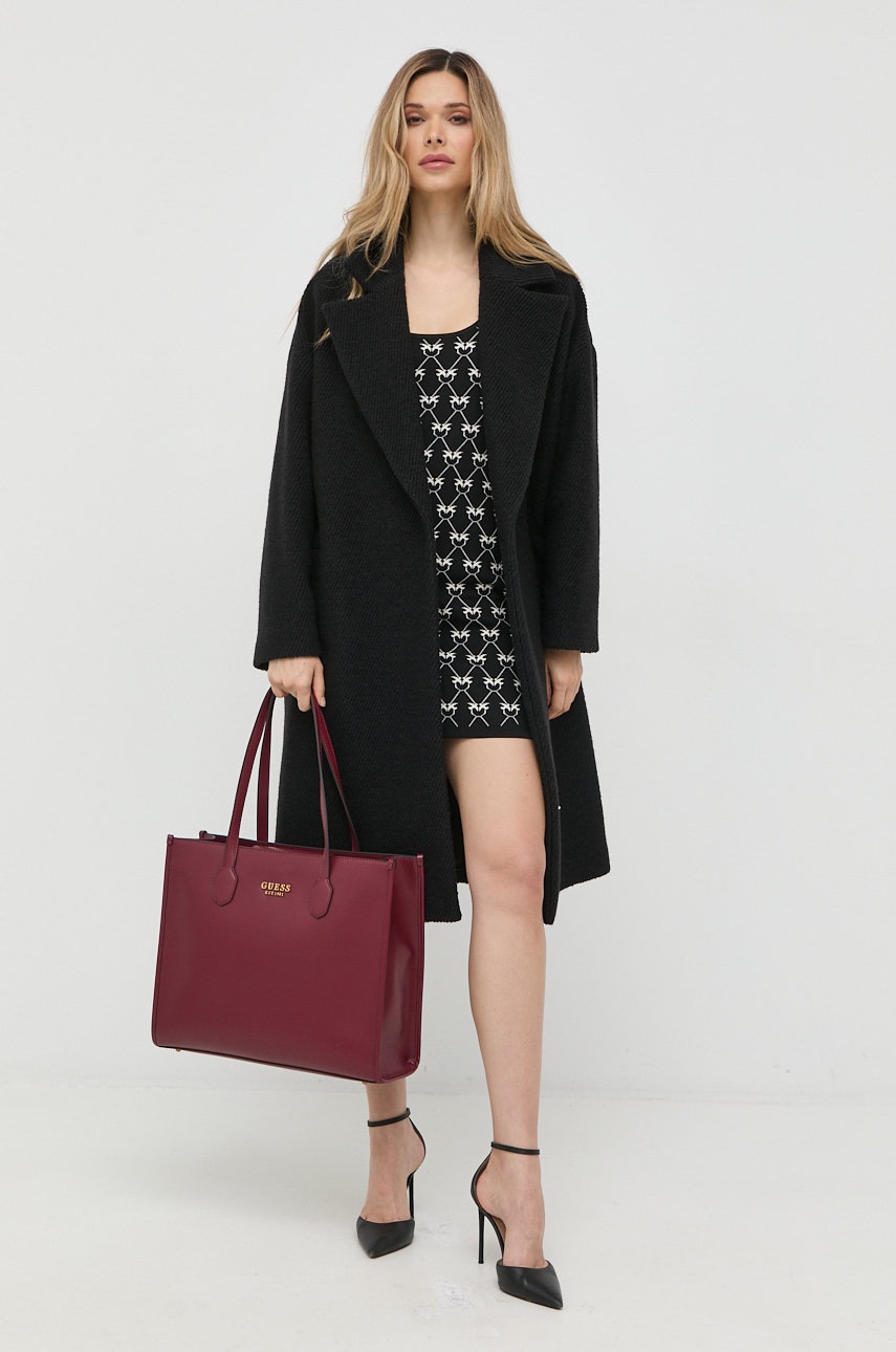 

Шерстяное пальто Pinko цвет чёрный переходной oversize