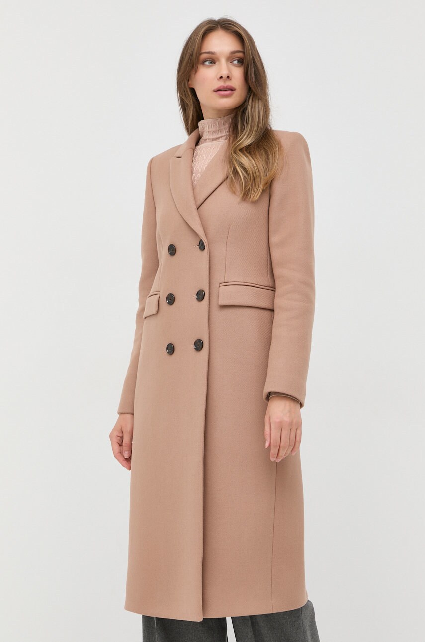 Ivy oak palton de lana culoarea maro, de tranzitie, cu doua randuri de nasturi