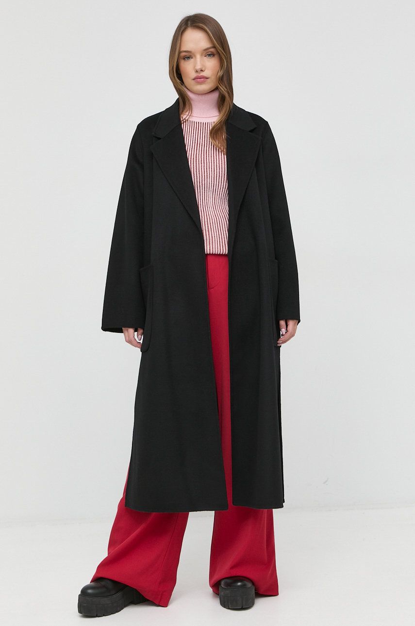 Ivy Oak palton de lana culoarea negru, de tranzitie, desfacut answear.ro imagine megaplaza.ro