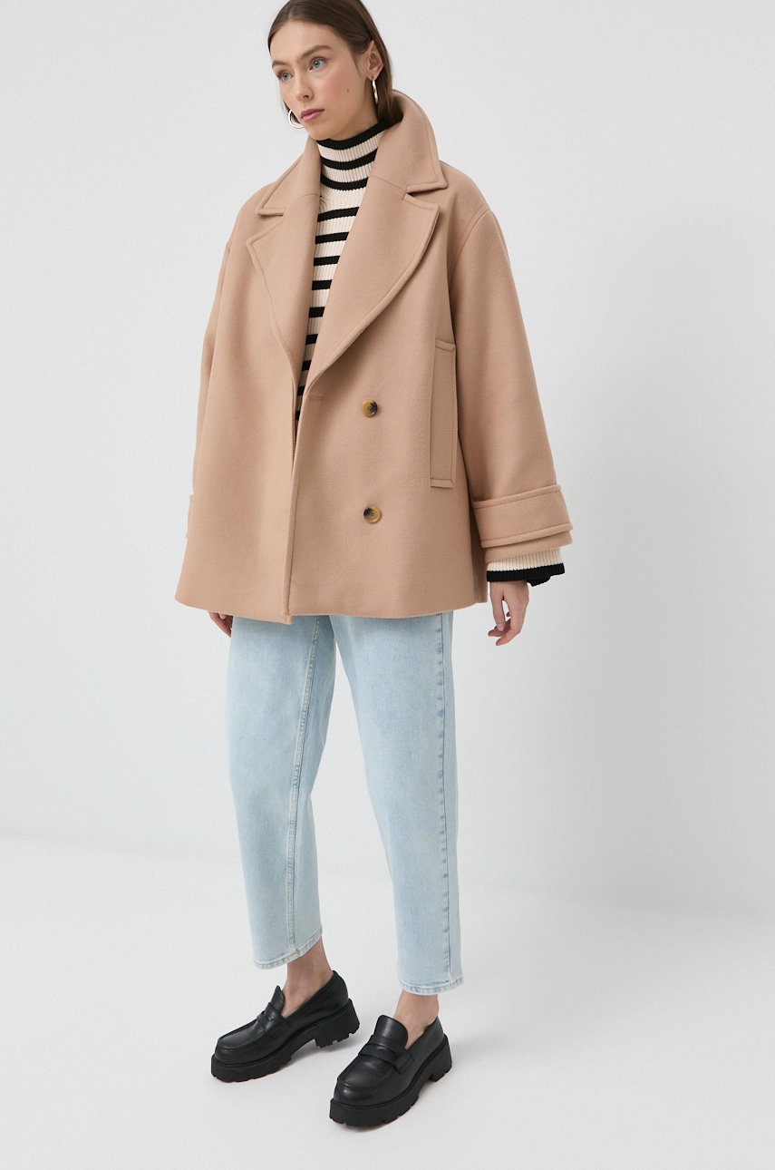 

Шерстяное пальто Ivy Oak цвет коричневый переходной oversize