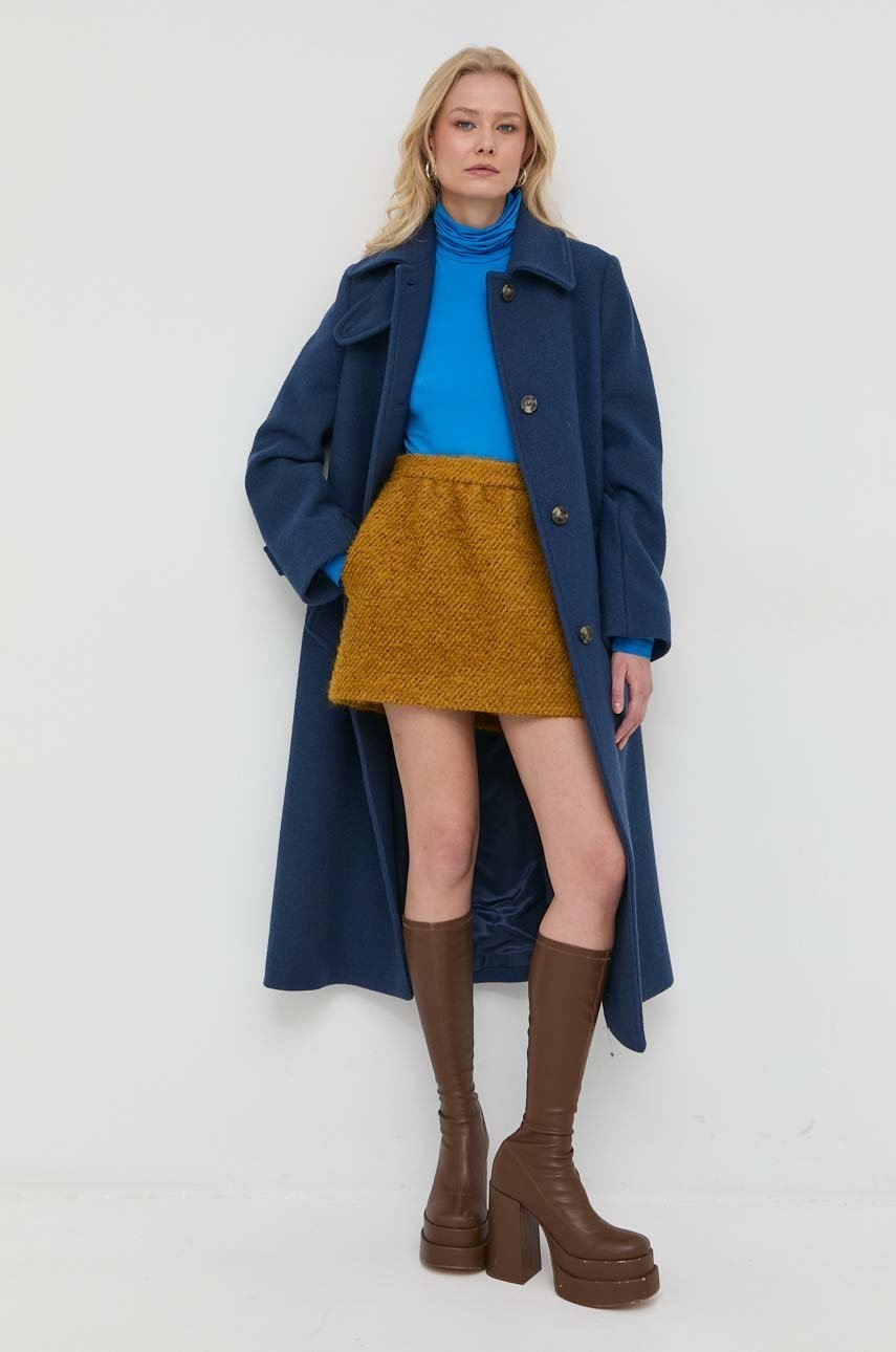 

Вовняне пальто Weekend Max Mara колір синій перехідний