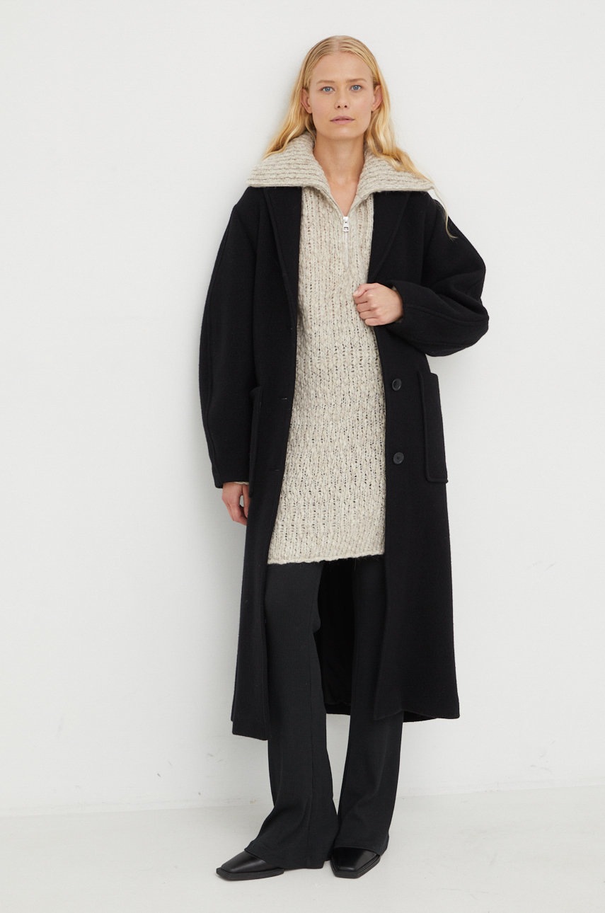 

Вовняне пальто Marc O'Polo колір чорний перехідний oversize