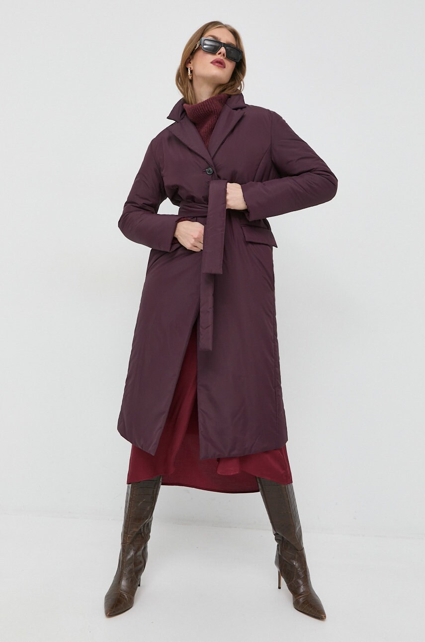 Trussardi geaca femei, culoarea bordo, de tranzitie