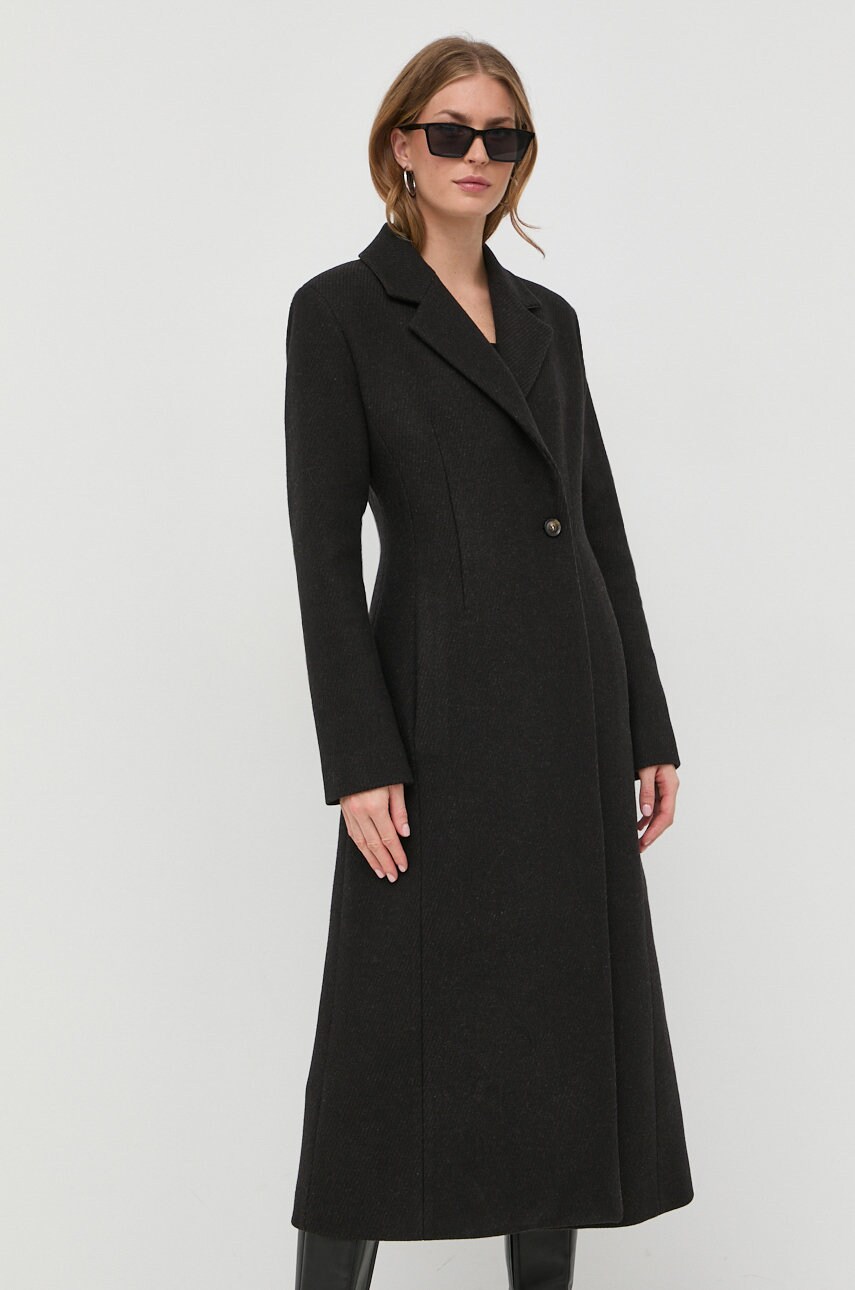 Trussardi palton de lana culoarea maro, de tranzitie