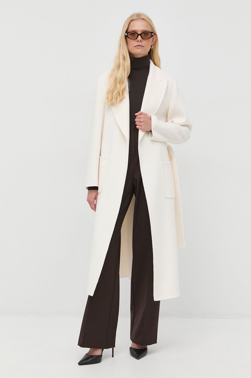 Luisa Spagnoli palton de lana culoarea bej, de tranzitie answear.ro imagine noua