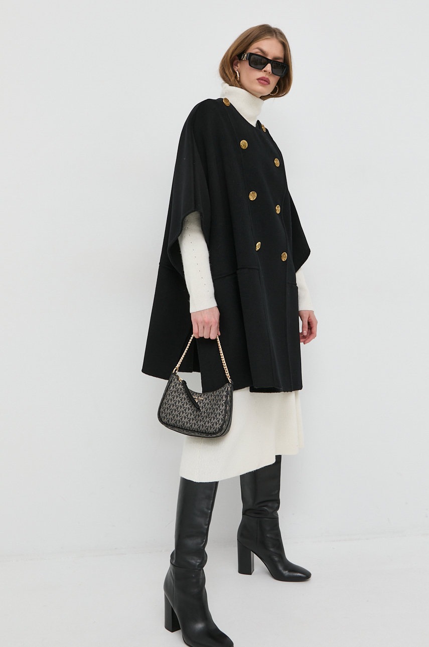 

Шерстяное пальто Luisa Spagnoli Segugio цвет чёрный переходное oversize
