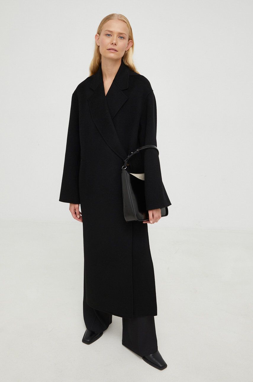 By Malene Birger palton de lana culoarea negru, de tranzitie, cu doua randuri de nasturi answear.ro imagine noua gjx.ro