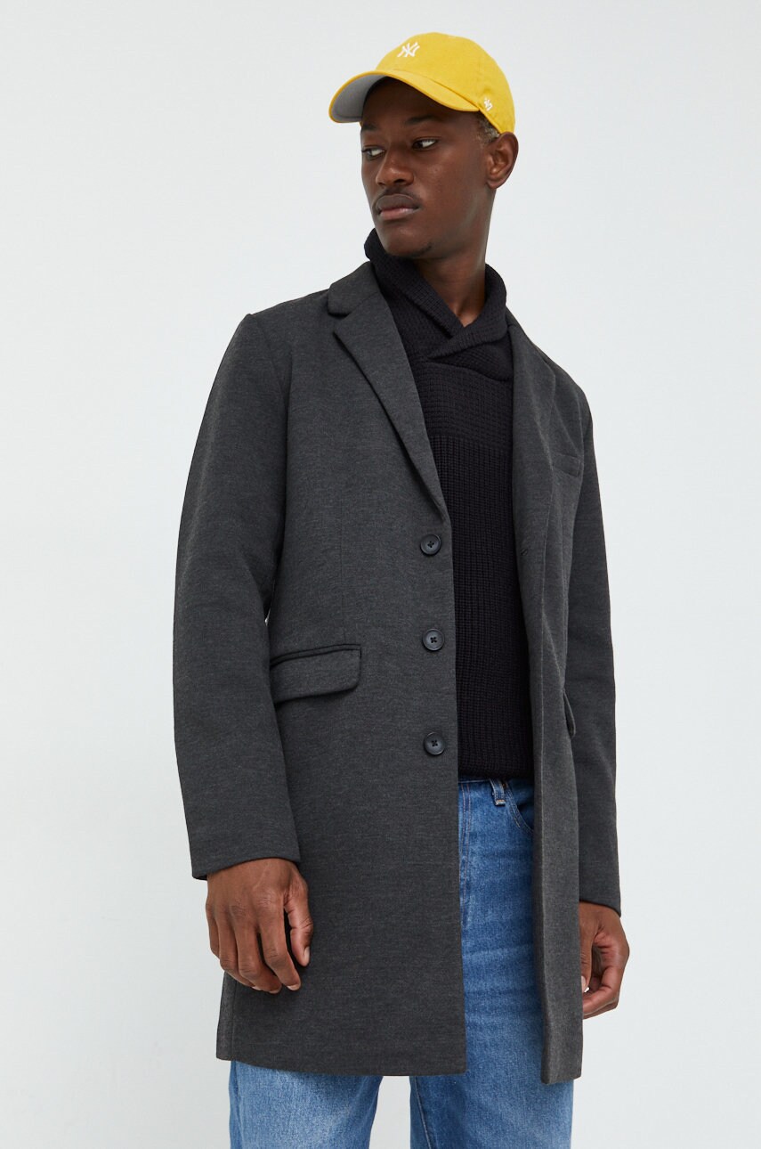 Jack & jones palton barbati, culoarea gri, de tranzitie