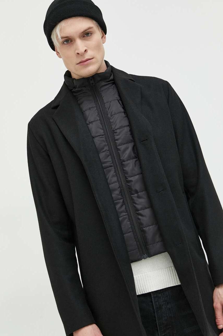 

Палто с вълна Jack & Jones в черно с преходна изолация, Черен