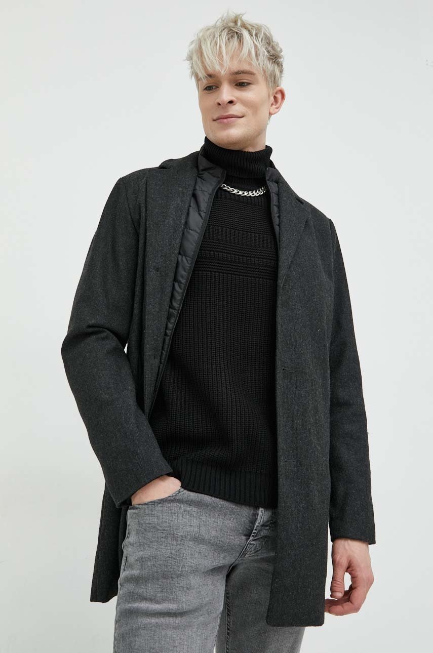 

Пальто з домішкою вовни Jack & Jones колір сірий перехідне