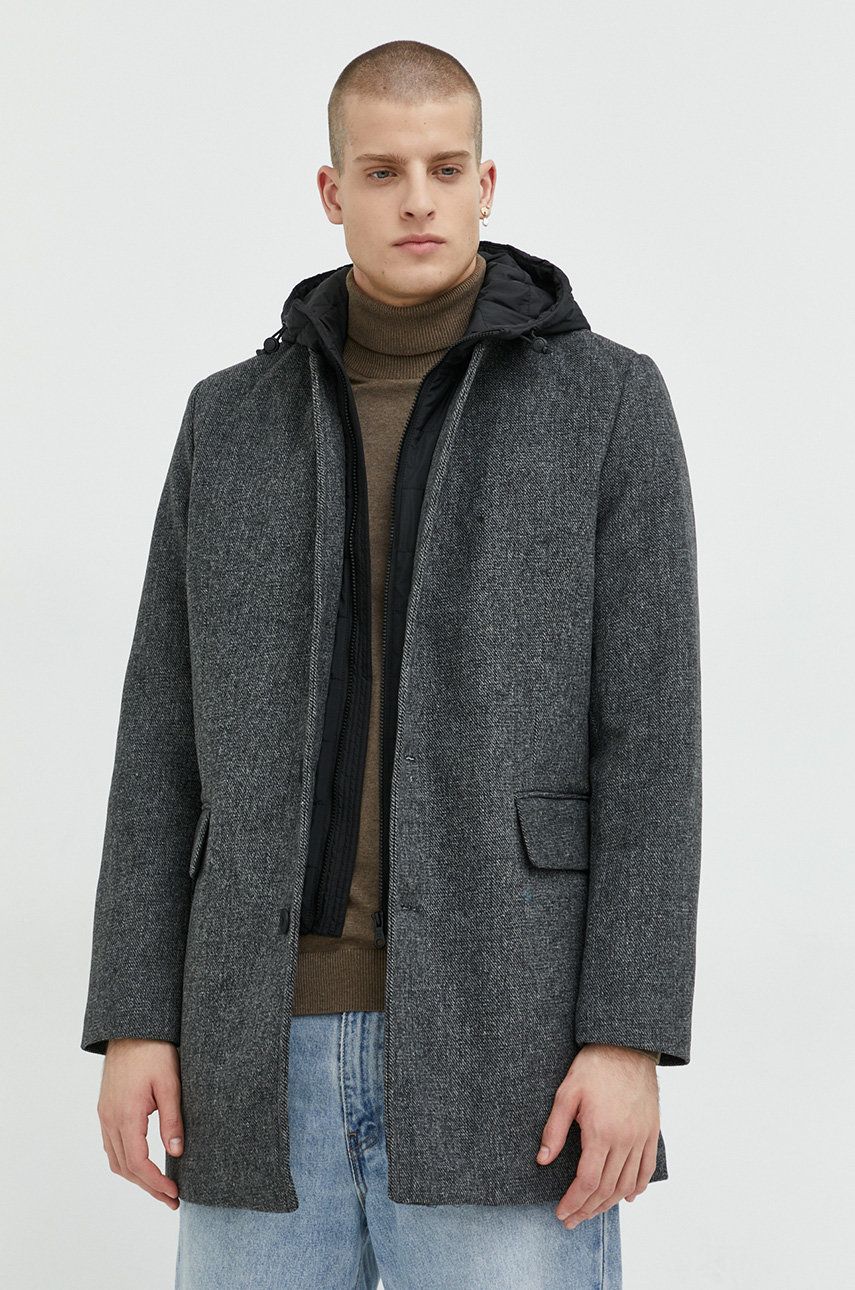 Tom Tailor palton din lana culoarea gri, de tranzitie