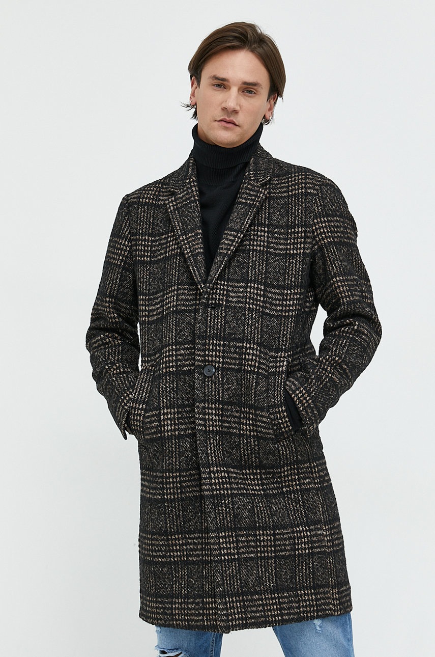 

Палто с вълна Jack & Jones в черно с преходна изолация, Черен