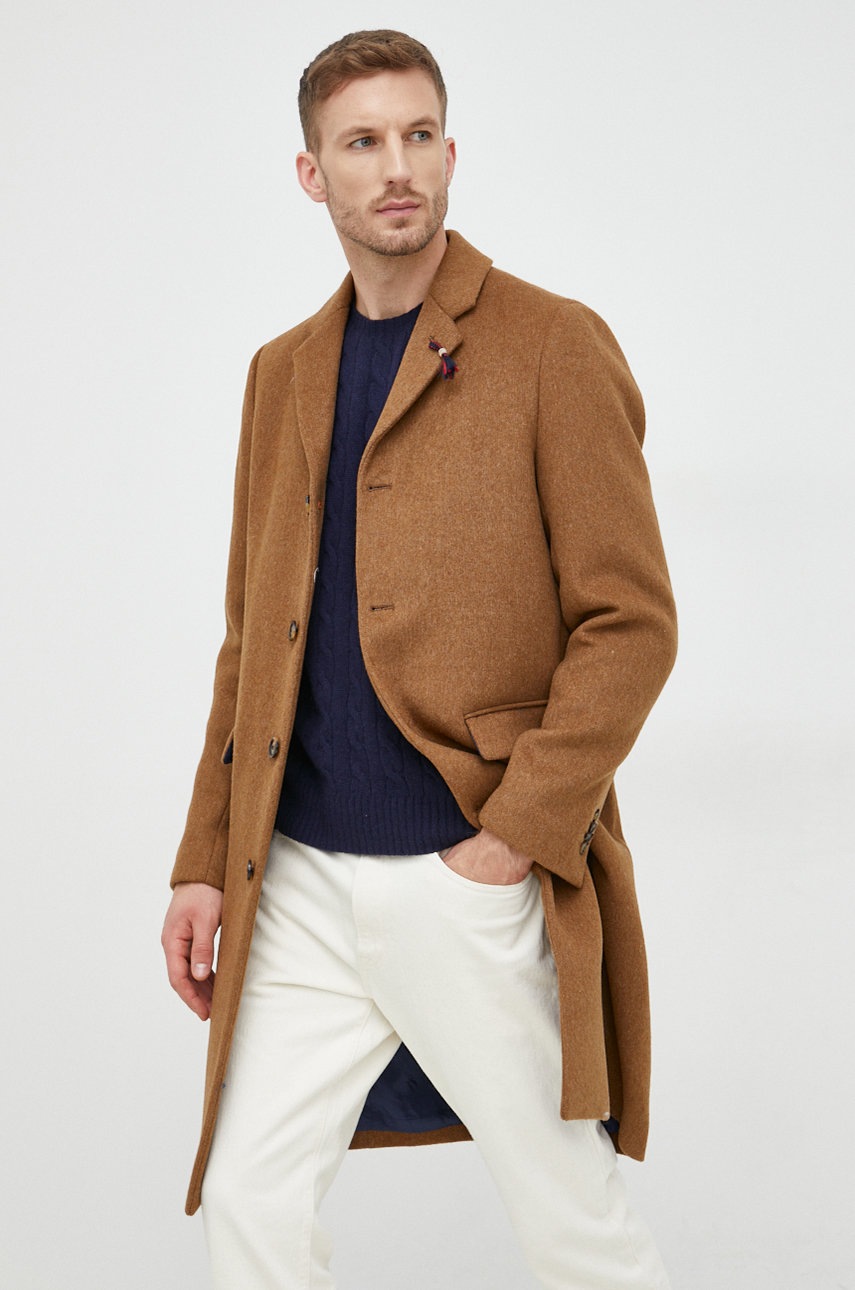 

Пальто з домішкою вовни Scotch & Soda колір коричневий перехідний