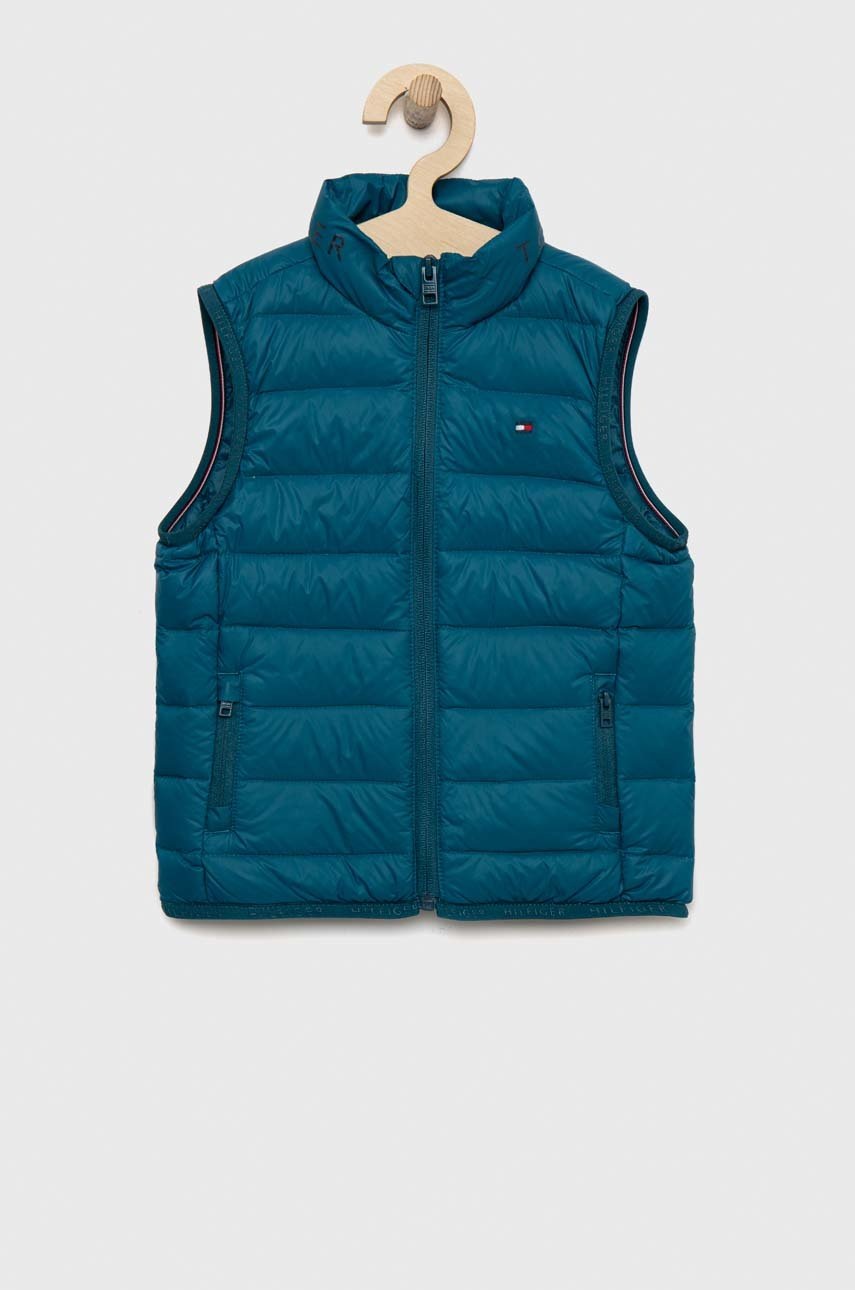 

Детски пухен елек Tommy Hilfiger в зелено, Зелен