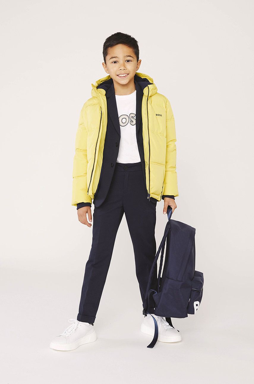Dětská bunda BOSS žlutá barva - žlutá -  Hlavní materiál: 100% Polyester Podšívka: 100% Po