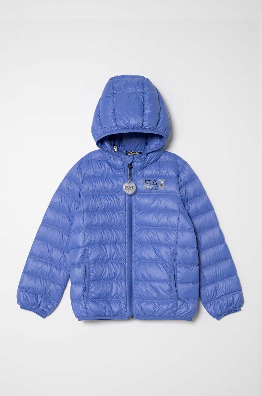 Dětská péřová bunda EA7 Emporio Armani - modrá - Hlavní materiál: 100 % Polyamid Podšívka: 100 