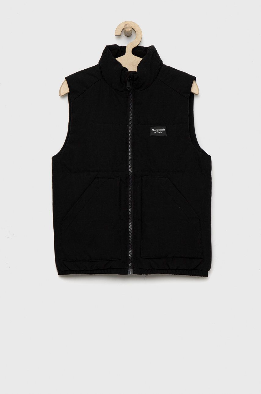 Dětská vesta Abercrombie & Fitch černá barva - černá -  Hlavní materiál: 52% Polyester